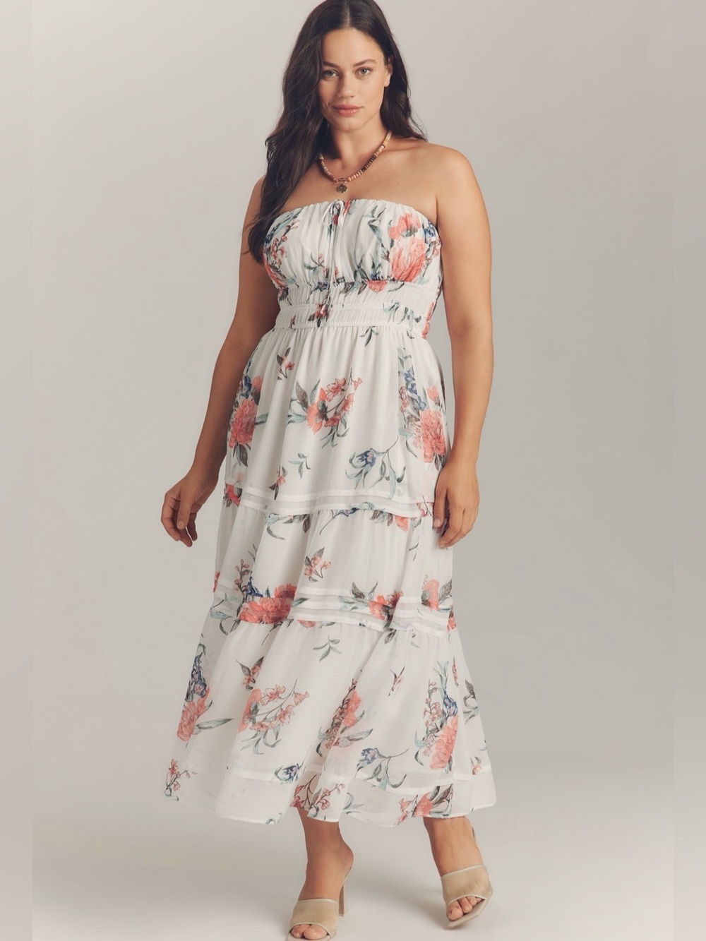 LIKE NEW Anthropologie Somerset Strapless Chiffon Midi Dress